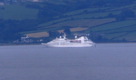 A ship going up Lough Foyle