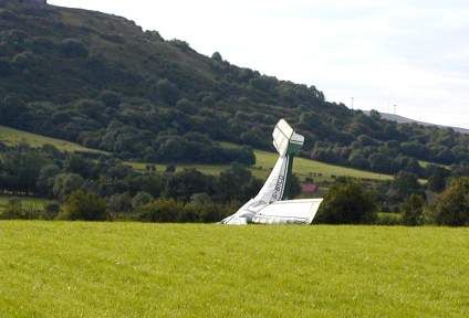 A crashed micro light airplane