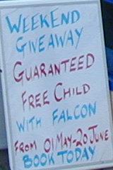 'We give children away for free' sign