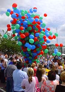 Releasing the balloons