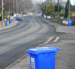 Blue bins in Killane Road
