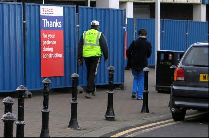 A blue barrier