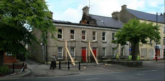 A burnt out listed building