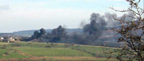 A dirty great big tyre fire